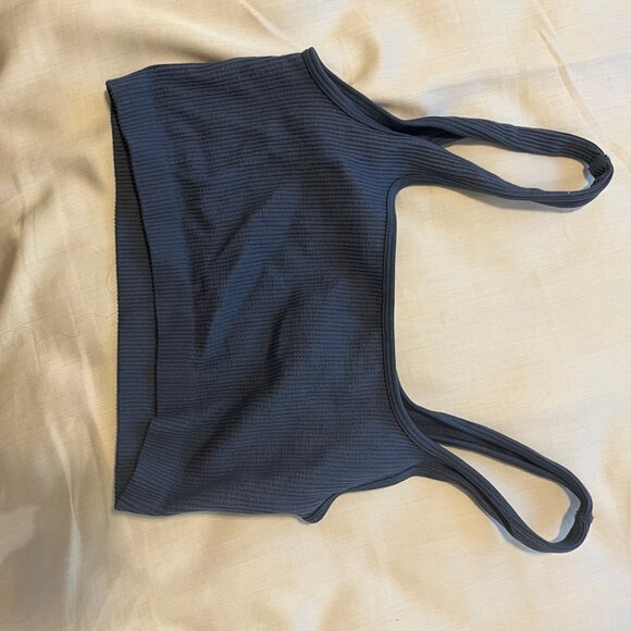 Blue ribbed tank top - Picture 2 of 2